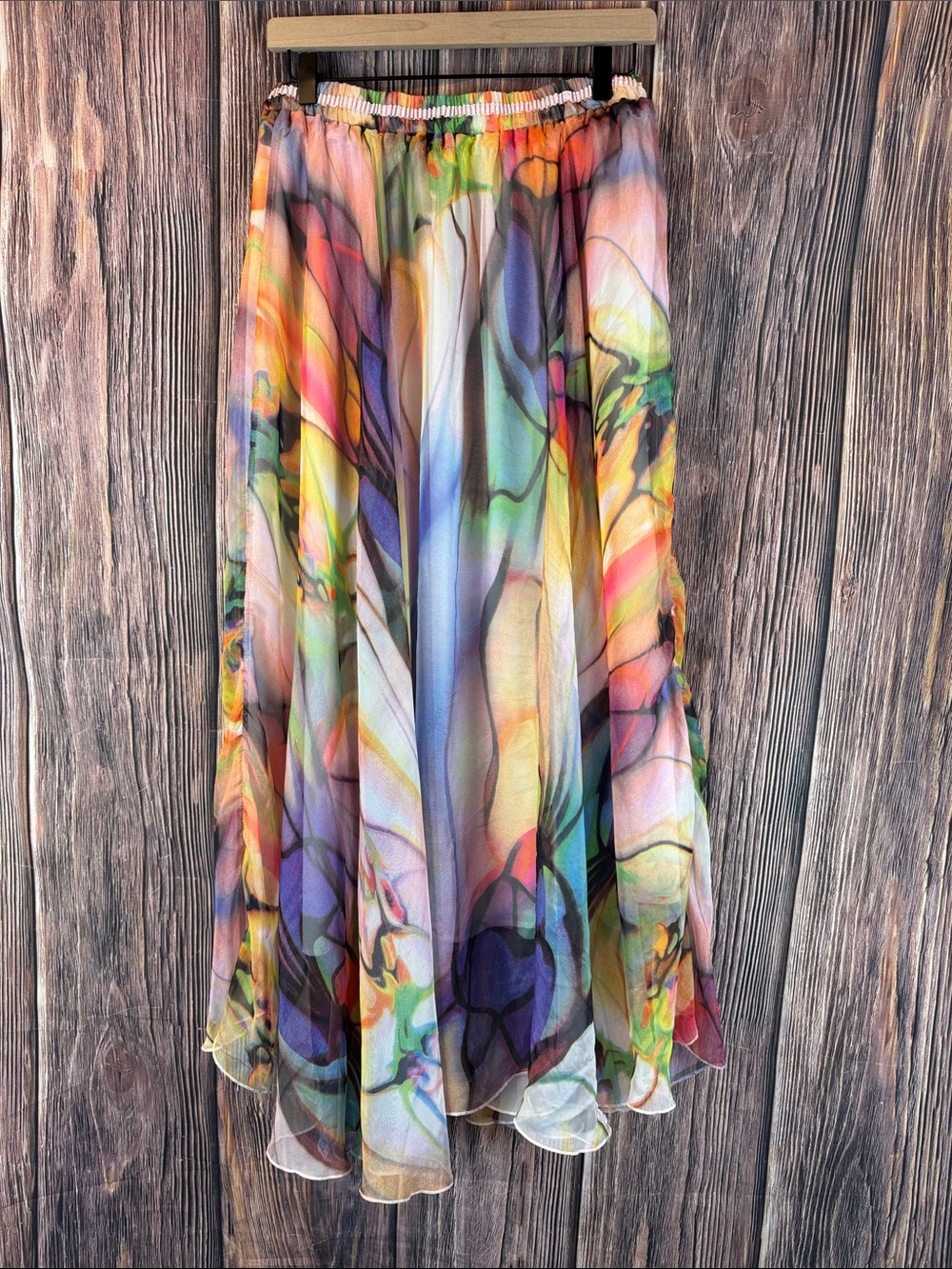 Multicolor Watercolor Circle Skirt – Flowy Boho Maxi